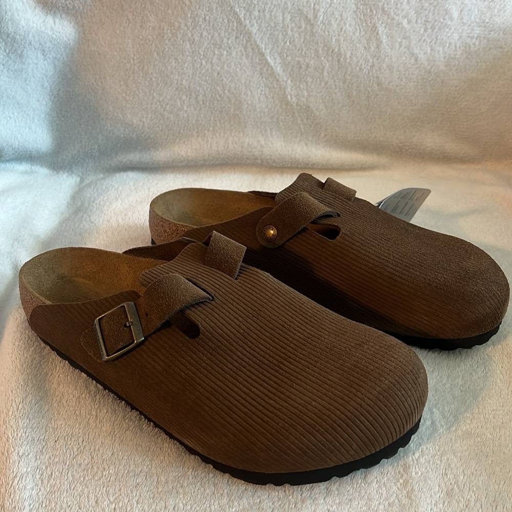 Birkenstock Boston Suede Embossed in Corduroy Dark Tea Size 45
